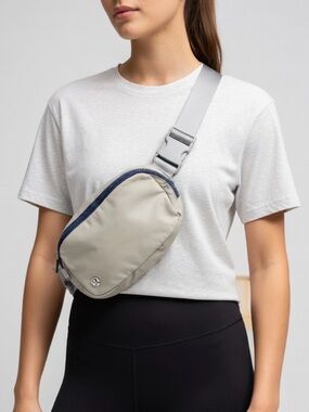 lululemon athletica Light Gray Crossbody Sling with Navy Trim